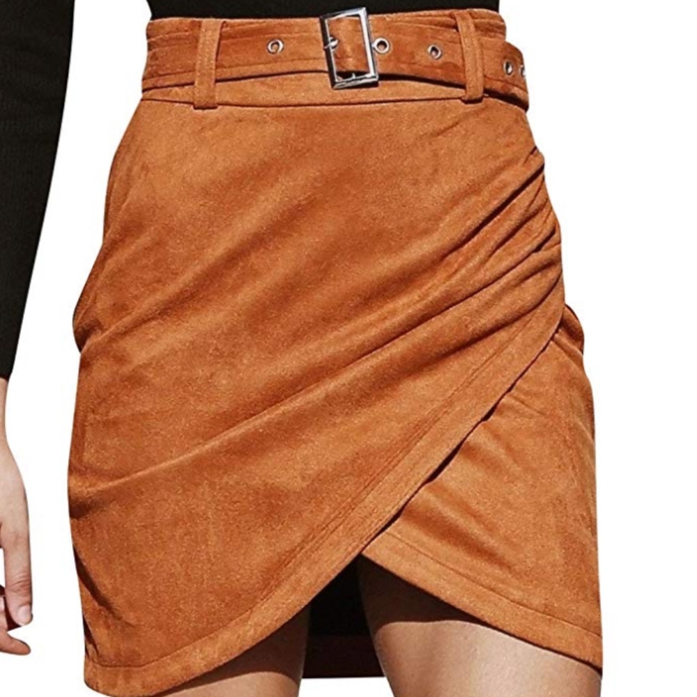 High Waist Suede Wrap Skirt NWT